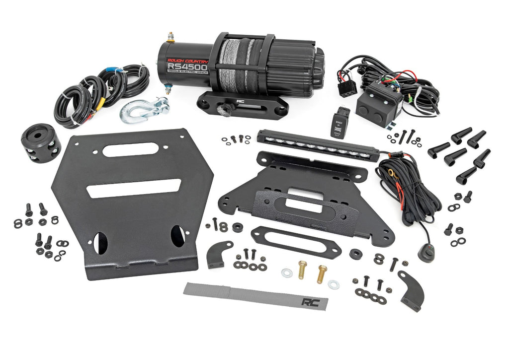 LED Light | Winch Mount | RS4500S | 10" Black Slimline | Polaris RZR Pro R by Rough Country