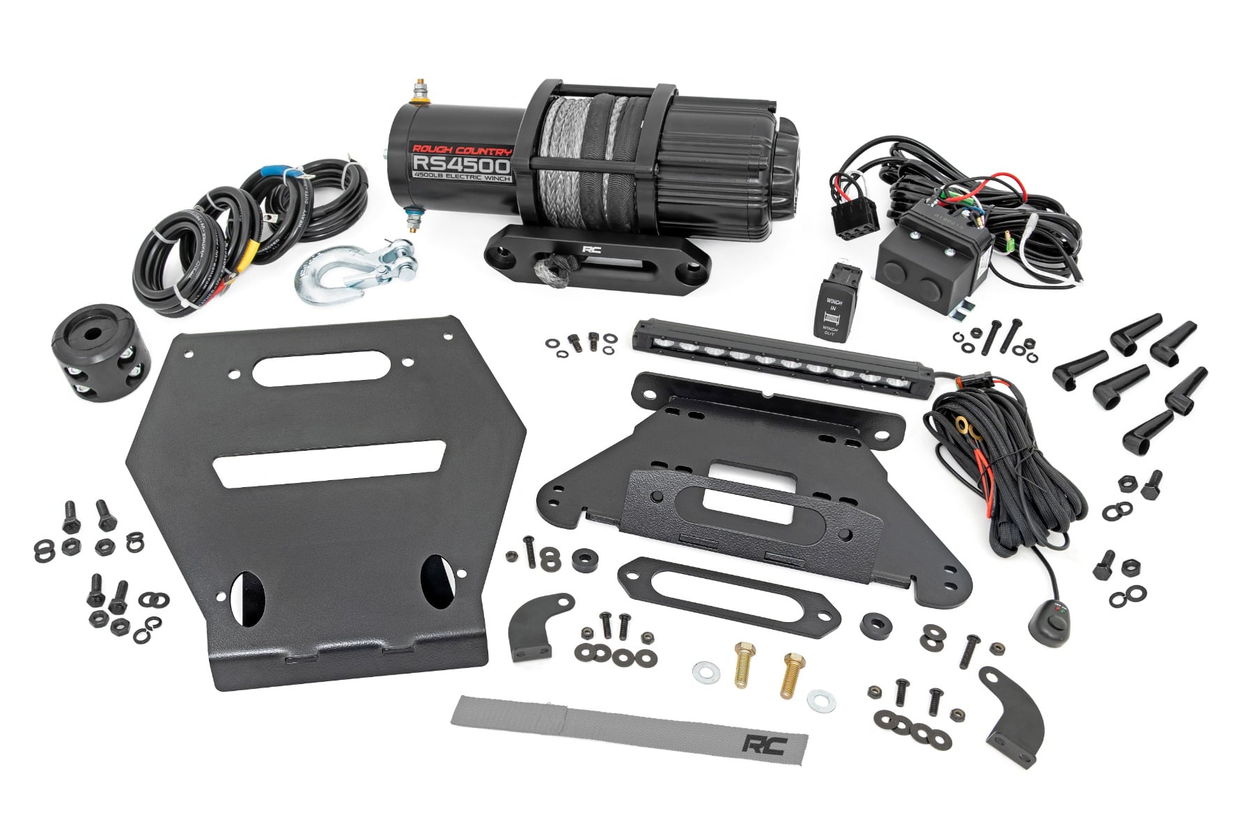 LED Light | Winch Mount | RS4500S | 10" Black Slimline | Polaris RZR Pro R by Rough Country