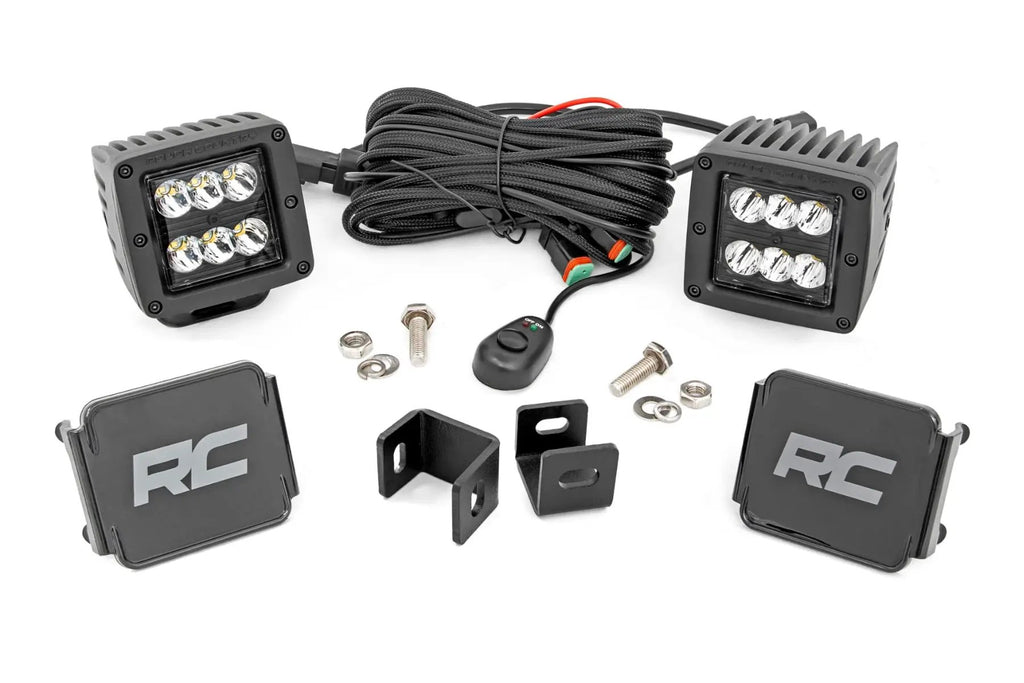 LED Light Kit | Ditch Mount | 2" Black Pair | Spot | Toyota Tundra (22-26) by Rough Country