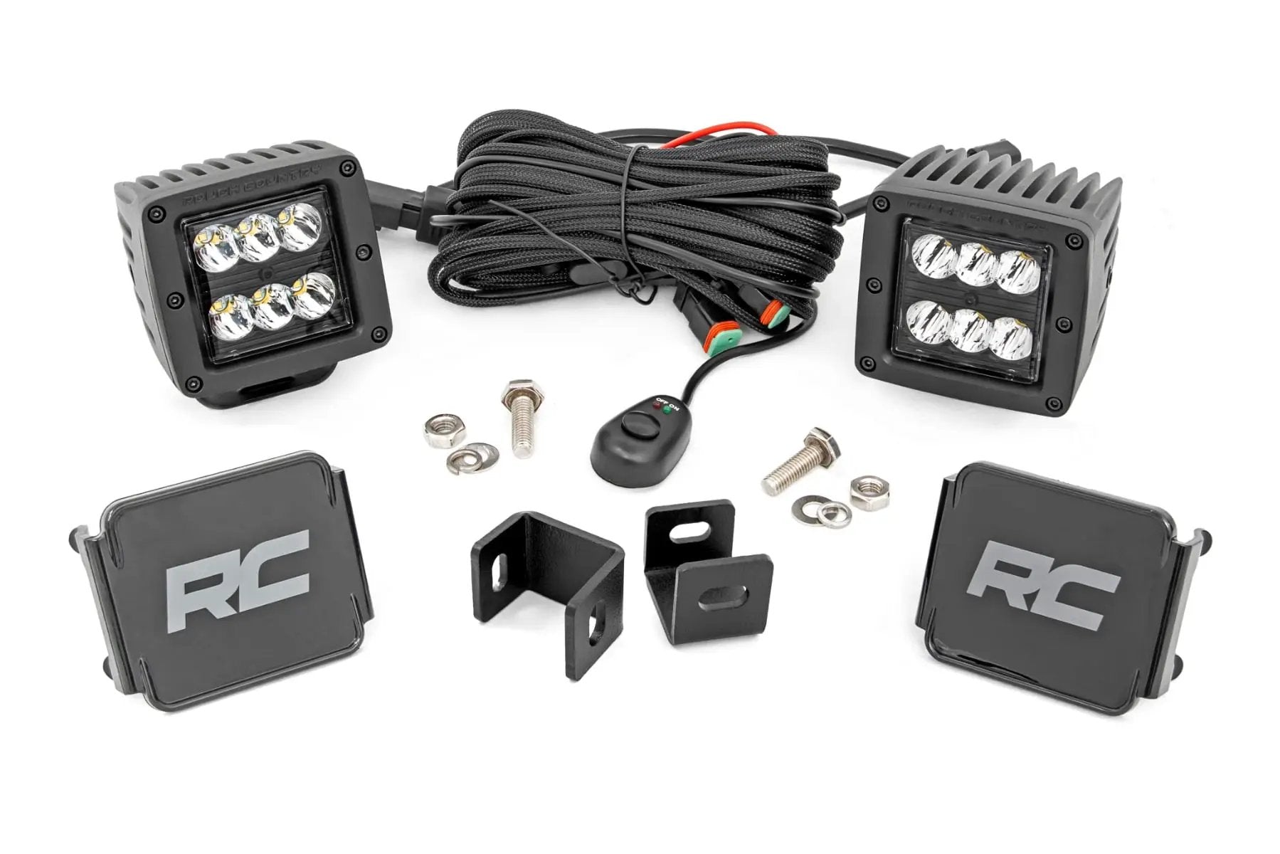 LED Light Kit | Ditch Mount | 2" Black Pair | Spot | Toyota Tundra (22-26) by Rough Country