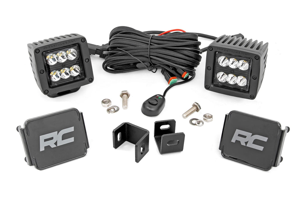 LED Light Kit | Ditch Mount | 2" Black Pair | Spot | Toyota Tundra (22-26) by Rough Country