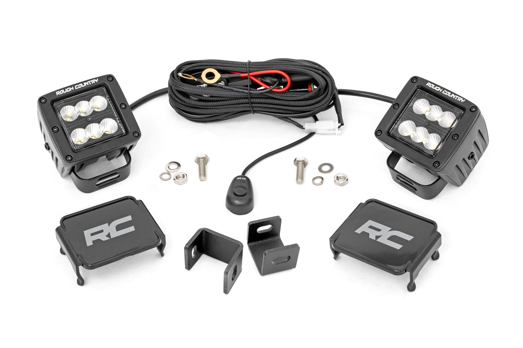 LED Light Kit | Ditch Mount | 2" Black Pair | Flood | Toyota Tundra (22-26) by Rough Country