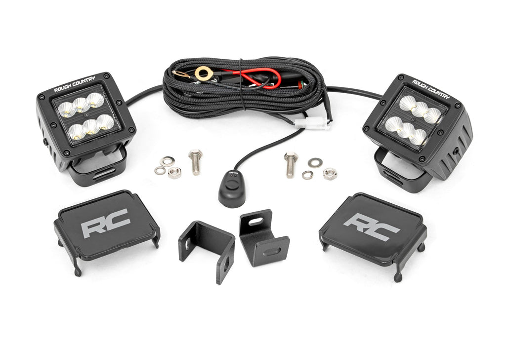 LED Light Kit | Ditch Mount | 2" Black Pair | Flood | Toyota Tundra (22-26) by Rough Country
