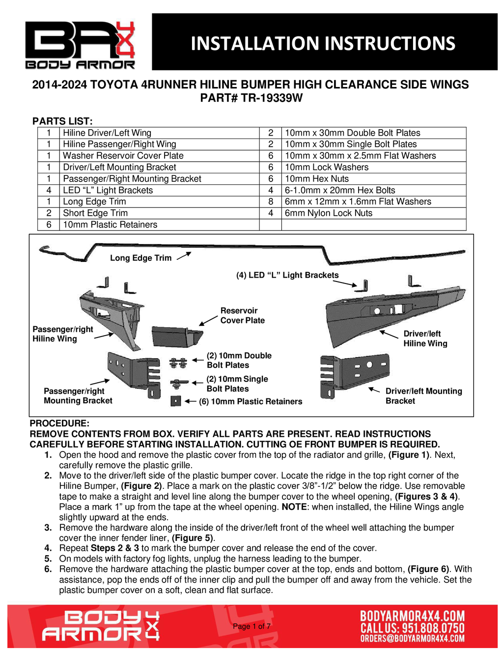 2014-2024 Toyota 4Runner Hiline Bumper High Clearance Side Wings by Body Armor 4x4