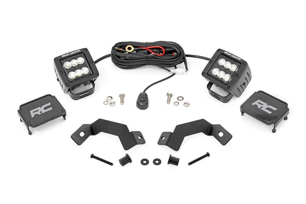 LED Light Kit | Ditch Mount | 2" Black Pair | Flood | Toyota Land Cruiser (24-26) by Rough Country