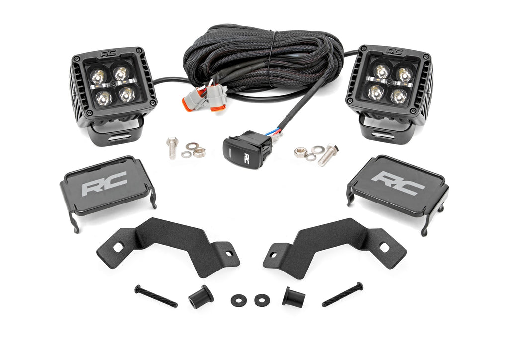 LED Light Kit | Ditch Mount | 2" Black Pair | White DRL | Toyota Land Cruiser (24-26) by Rough Country