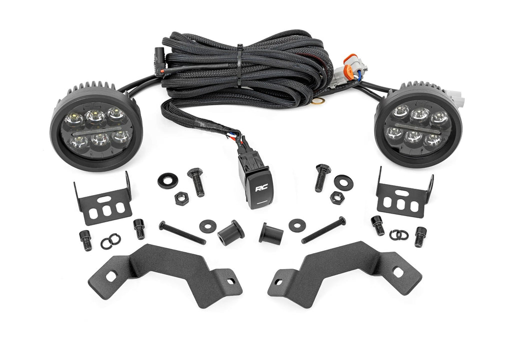 LED Light Kit | Ditch Mount | Black Series Round | 3.5 Inch | Amber DRL | Toyota LandCruiser (2024) by Rough Country