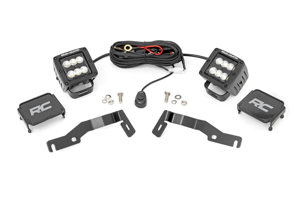 LED Light Kit | Ditch Mount | 2" Black Pair | Flood | Toyota Tacoma (24-26) by Rough Country