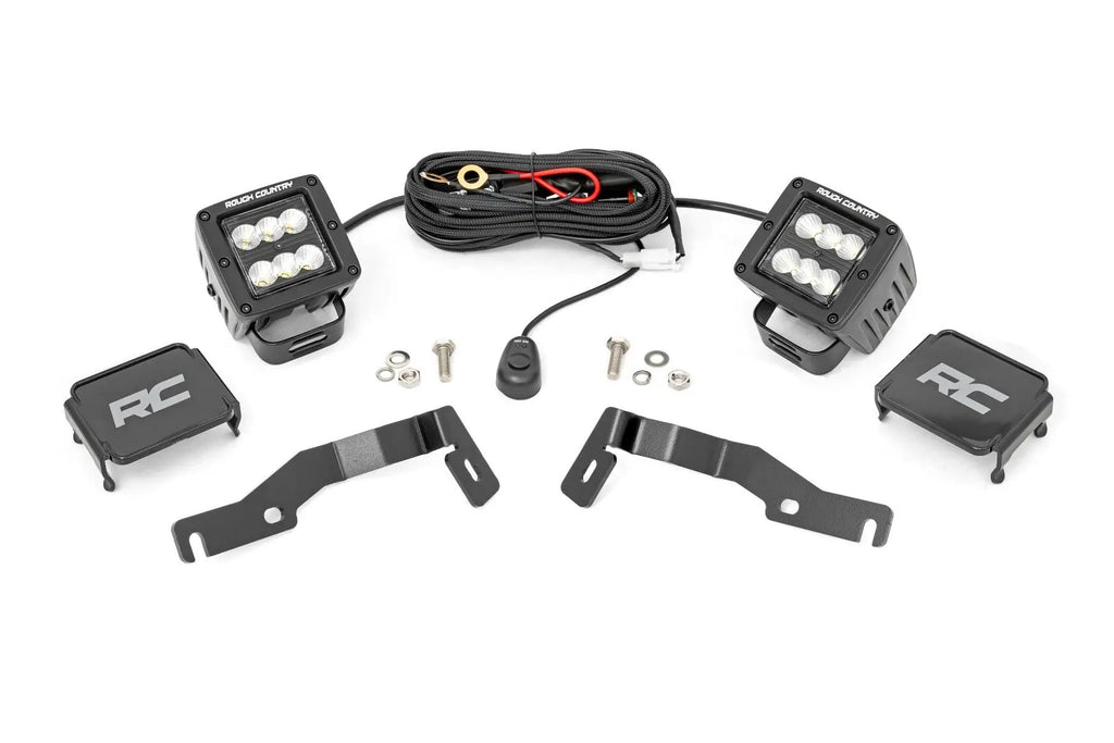 LED Light Kit | Ditch Mount | 2" Black Pair | Flood | Toyota Tacoma (24-26) by Rough Country