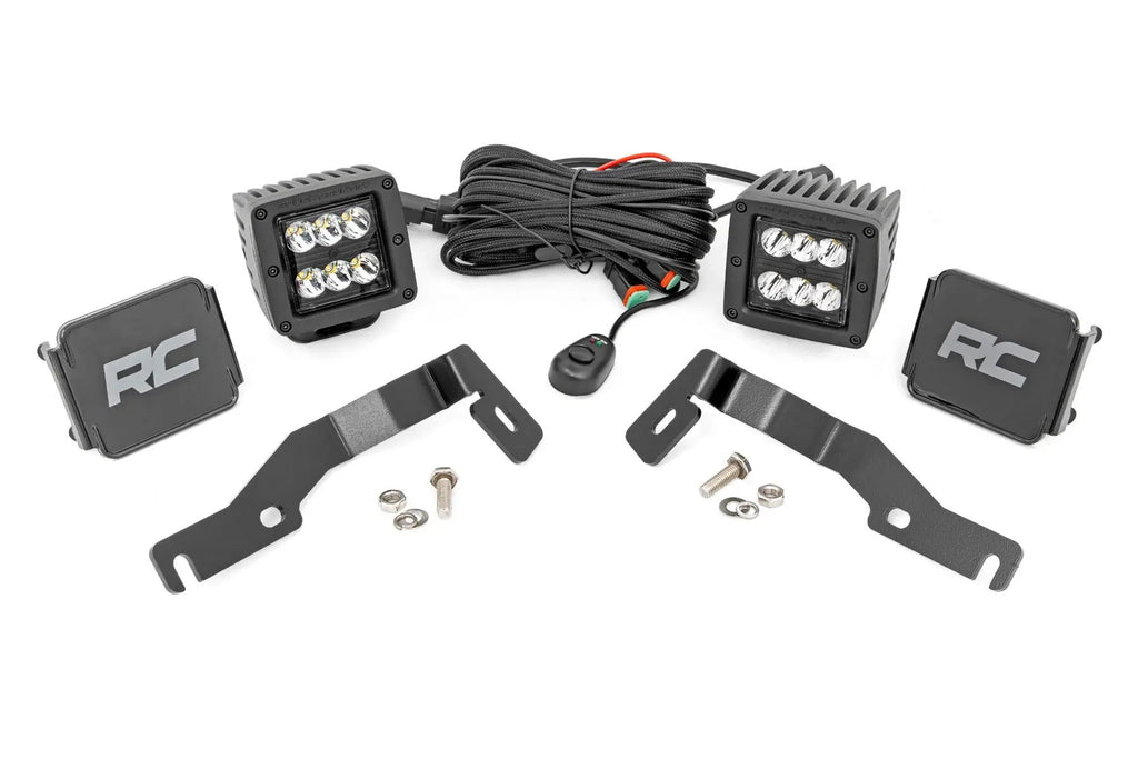 LED Light Kit | Ditch Mount | 2" Black Pair | Spot | Toyota Tacoma (24-26) by Rough Country