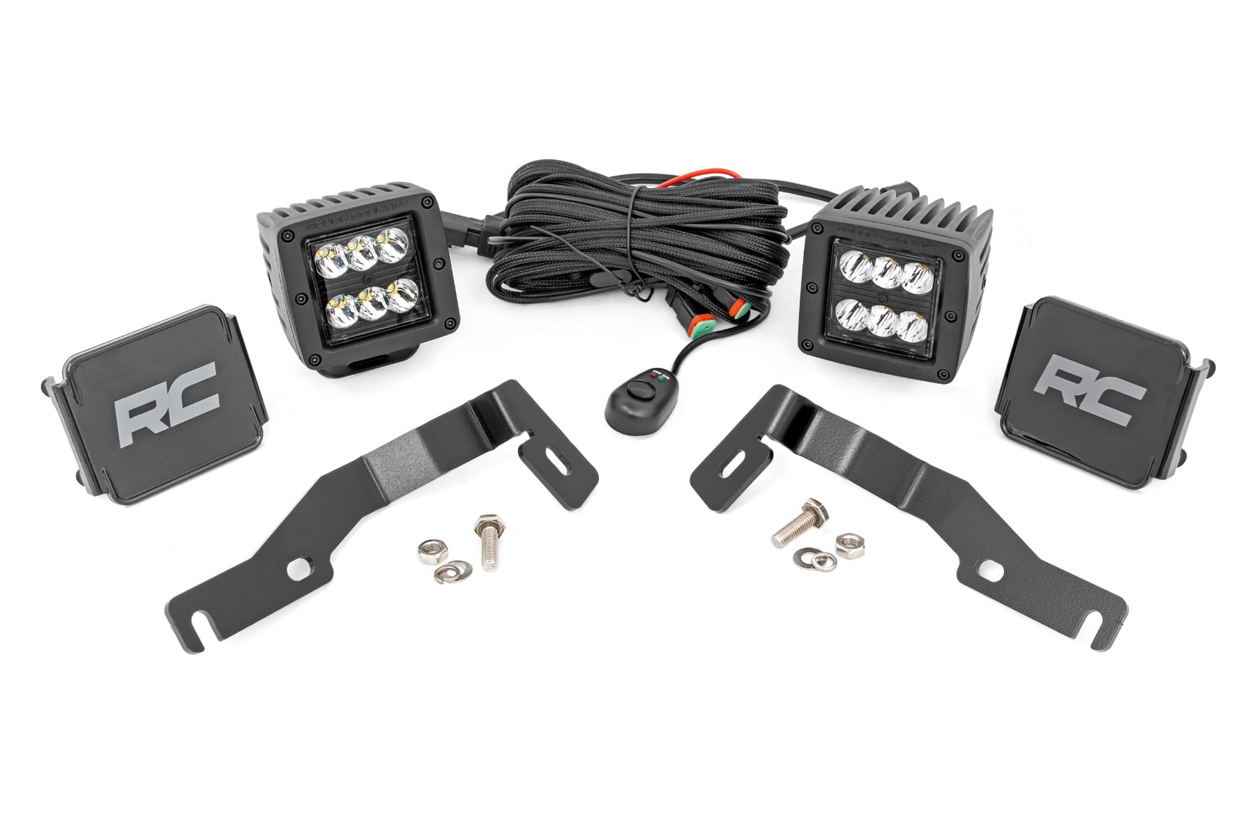 LED Light Kit | Ditch Mount | 2" Black Pair | Spot | Toyota Tacoma (24-26) by Rough Country