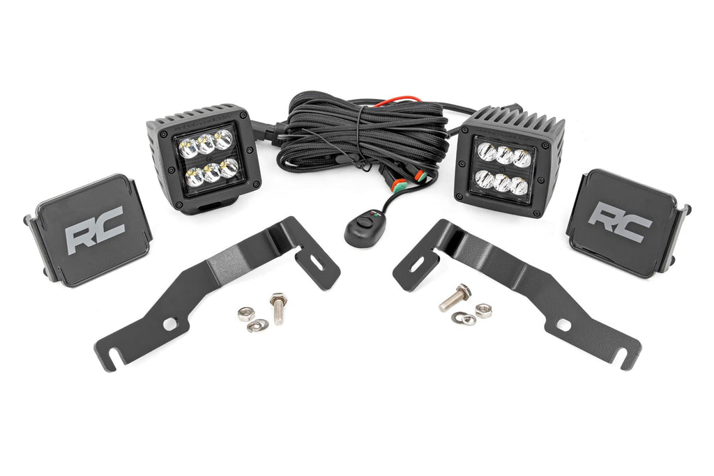 LED Light Kit | Ditch Mount | 2" Black Pair | Spot | Toyota Tacoma (24-26) by Rough Country