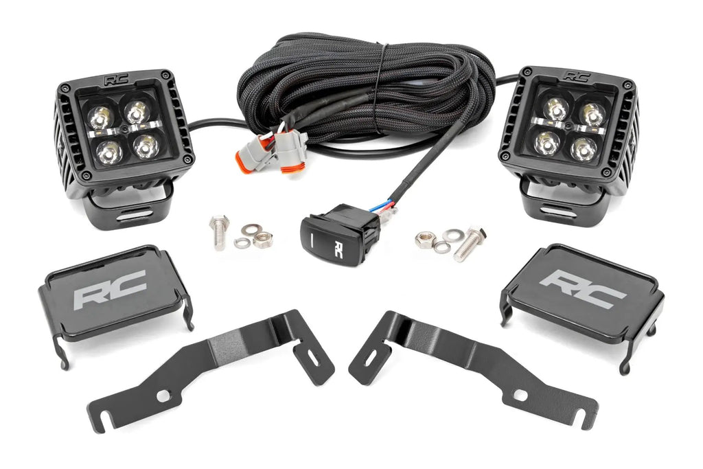LED Light Kit | Ditch Mount | 2" Black Pair | White DRL | Toyota Tacoma (24-26) by Rough Country