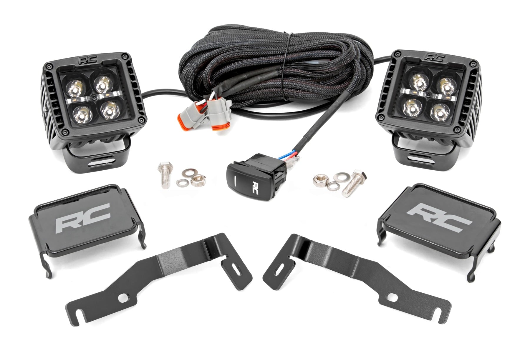 LED Light Kit | Ditch Mount | 2" Black Pair | White DRL | Toyota Tacoma (24-26) by Rough Country