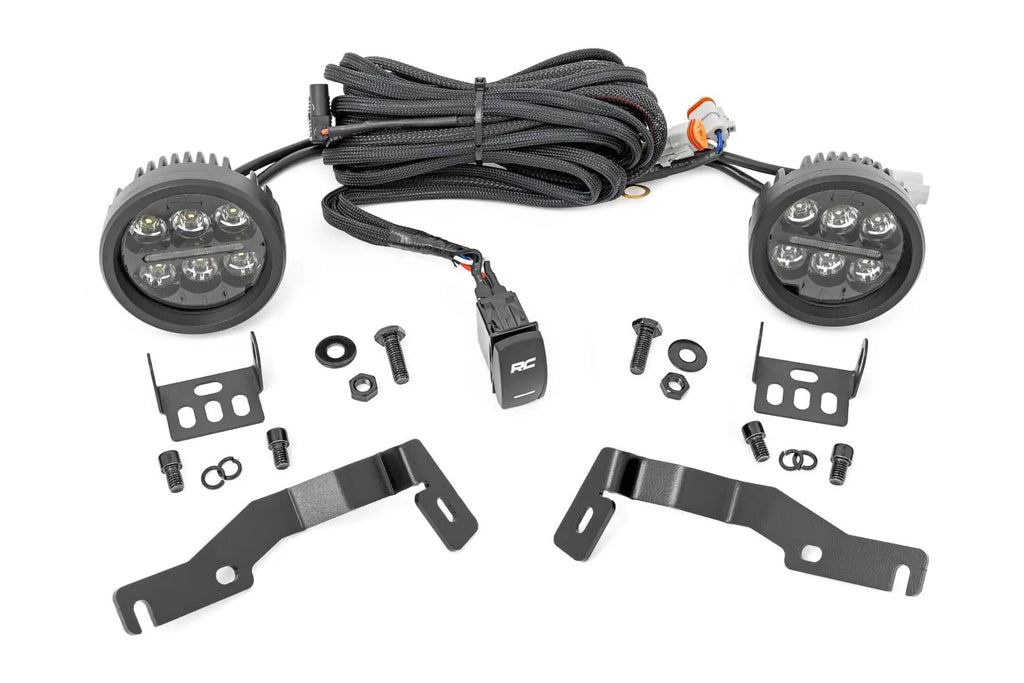 LED Light Kit | Ditch Mount | Black Series Round | 3.5 Inch | Amber DRL | Toyota Tacoma (24-26) by Rough Country