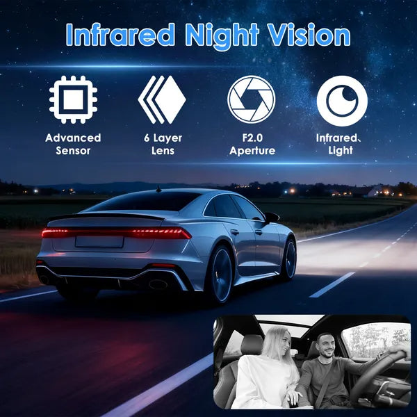 WiFi FHD 1080P 3 Channel Car Dash Cam Front Rear Inside With 32G MMC Card Motion Detection Loop Recording Infrared Night Vision Surveillance Car Camera With App Control by Nino Auto Repair