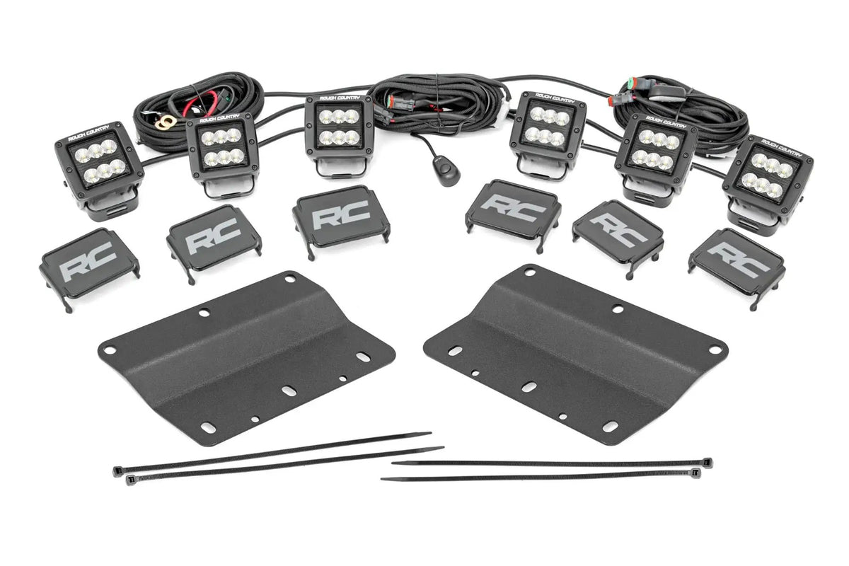 LED Light Kit | Fog Mount | Triple 2" Black Pair | Flood | Ford Bronco (21-26)