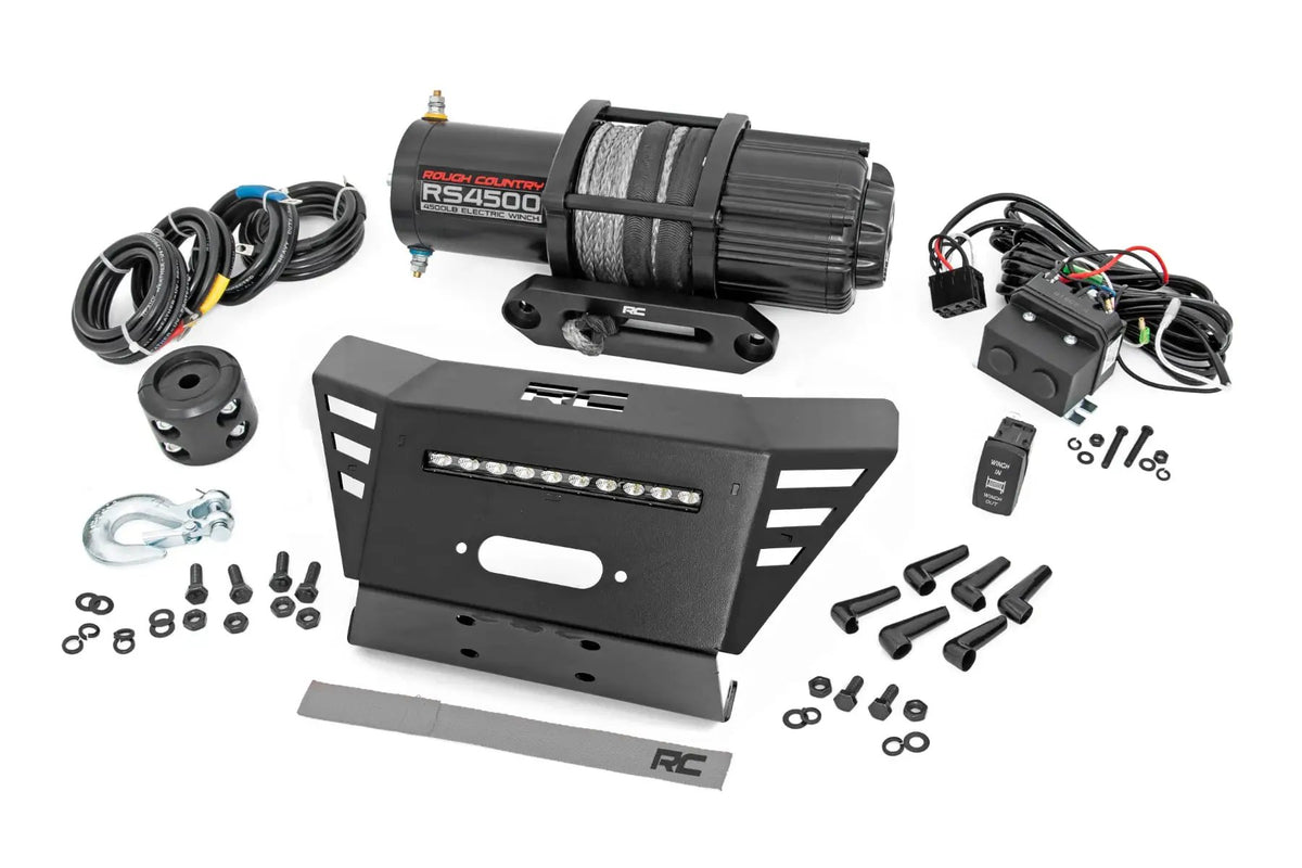 Winch Plate | 4500-LB Winch | 10" Black Slimline | Honda Pioneer 520 by Rough Country