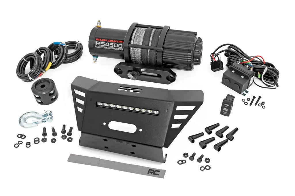 Winch Plate | 4500-LB Winch | 10" Black Slimline | Honda Pioneer 520 by Rough Country