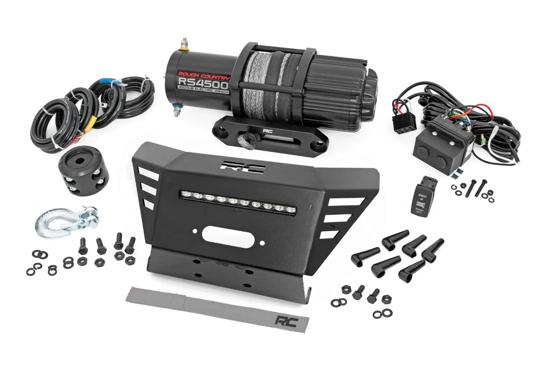 Winch Plate | 4500-LB Winch | 10" Black Slimline | Honda Pioneer 520 by Rough Country