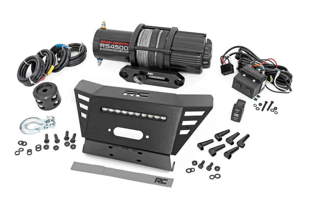 Winch Plate | 4500-LB Winch | 10" Black Slimline | Honda Pioneer 520 by Rough Country