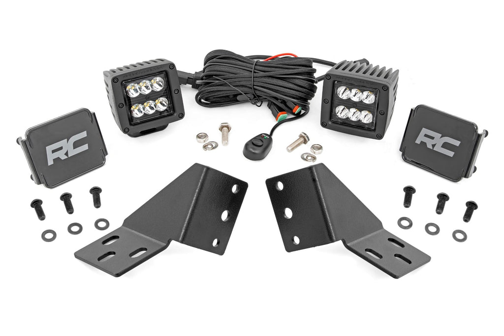 LED Light Kit | Rear Mount | 2" Black Pair | CFMOTO UFORCE U10 Pro by Rough Country