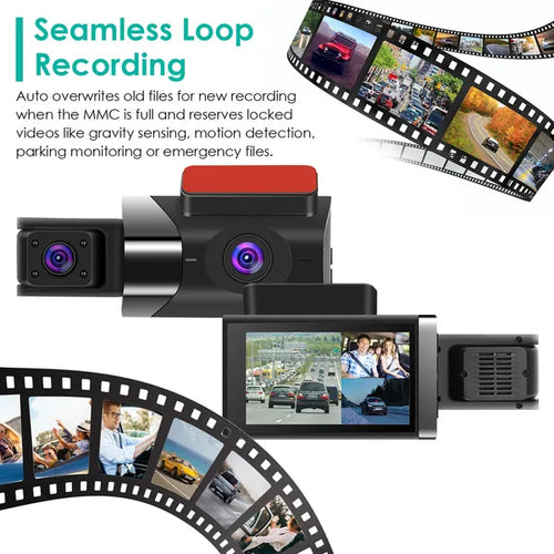 2K Car DVR 3 Channel Dash Cam Camcorder Camera Recorder With 140 Angle GPS WiFi Night Vision G-sensor Loop Recording Parking Monitor by Nino Auto Repair