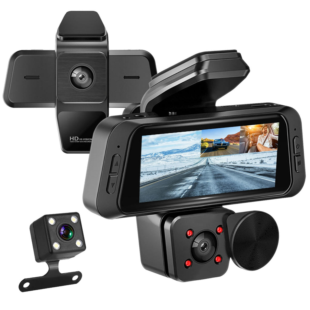 1080P FHD 3 Channel WiFi Dash Cam 170 Degree Wide Angle Triple Car Camera With IR Night G Sensor Motion Detection Loop Recording App Control Support 128G Max by Nino Auto Repair