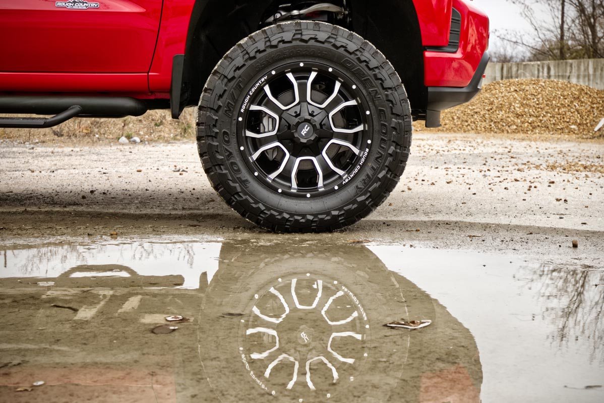Rough Country 93 Series Wheel | One-Piece | Machined Black | 20x9 | 6x5.5/6x135 | 0mm by Rough Country