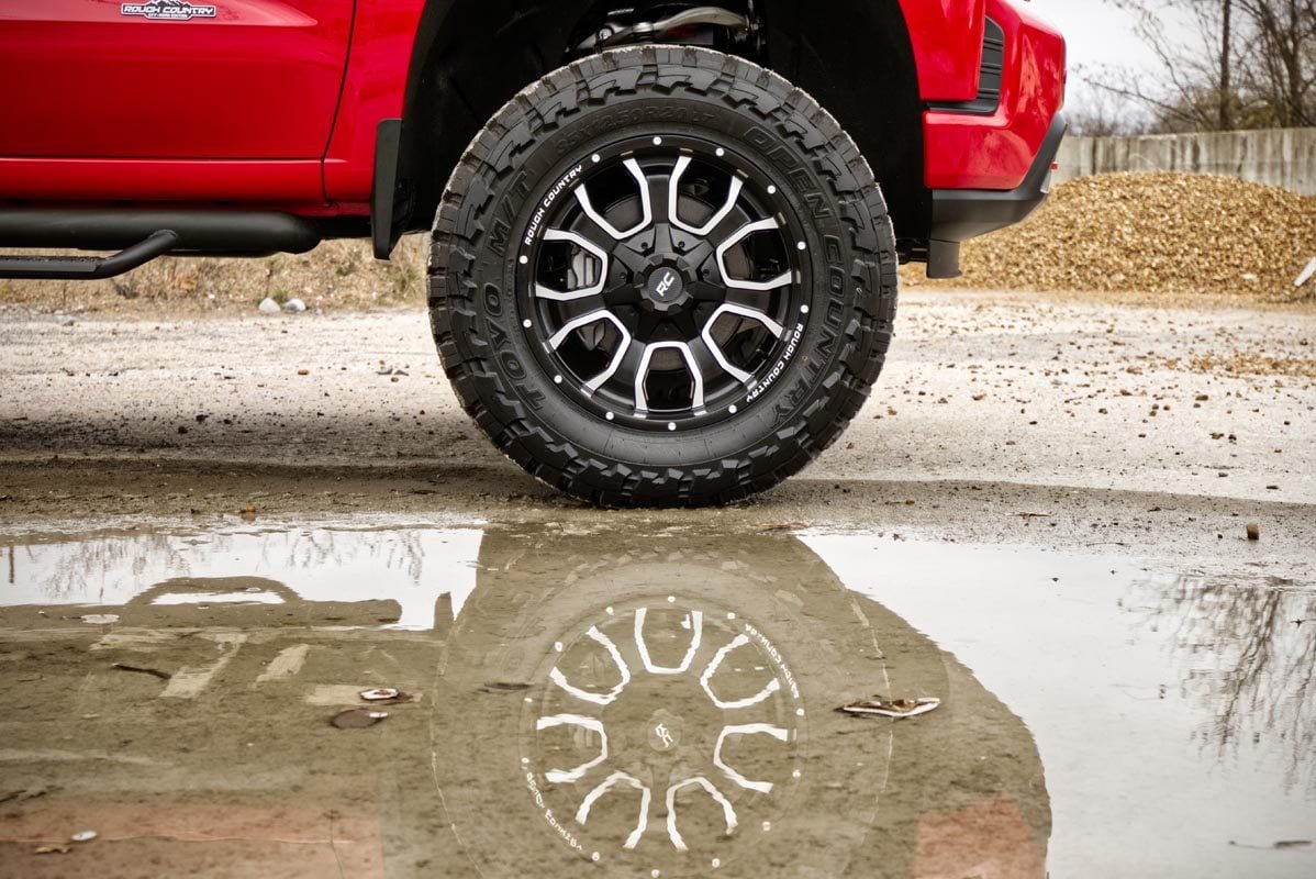 Rough Country 93 Series Wheel | One-Piece | Machined Black | 20x10 | 6x5.5/6x135 | -18mm by Rough Country
