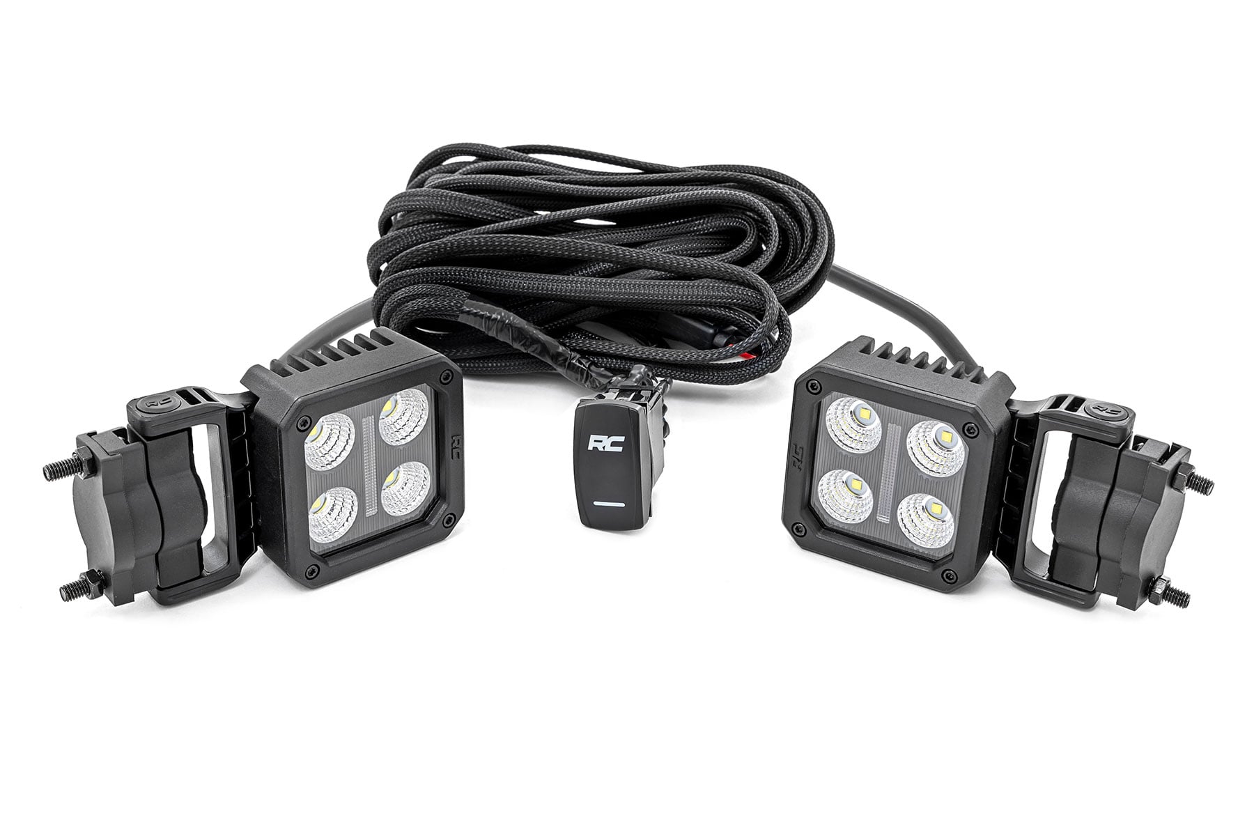 Black Series LED Light Pair | 2 Inch | Flood | Swivel Mount by Rough Country