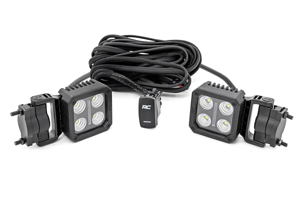 Black Series LED Light Pair | 2 Inch | Flood | Swivel Mount by Rough Country