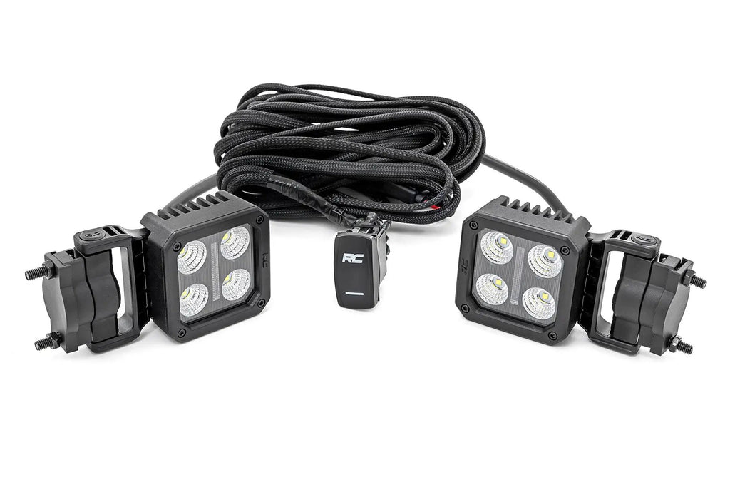 Black Series LED Light Pair | 2 Inch | Flood | Swivel Mount by Rough Country