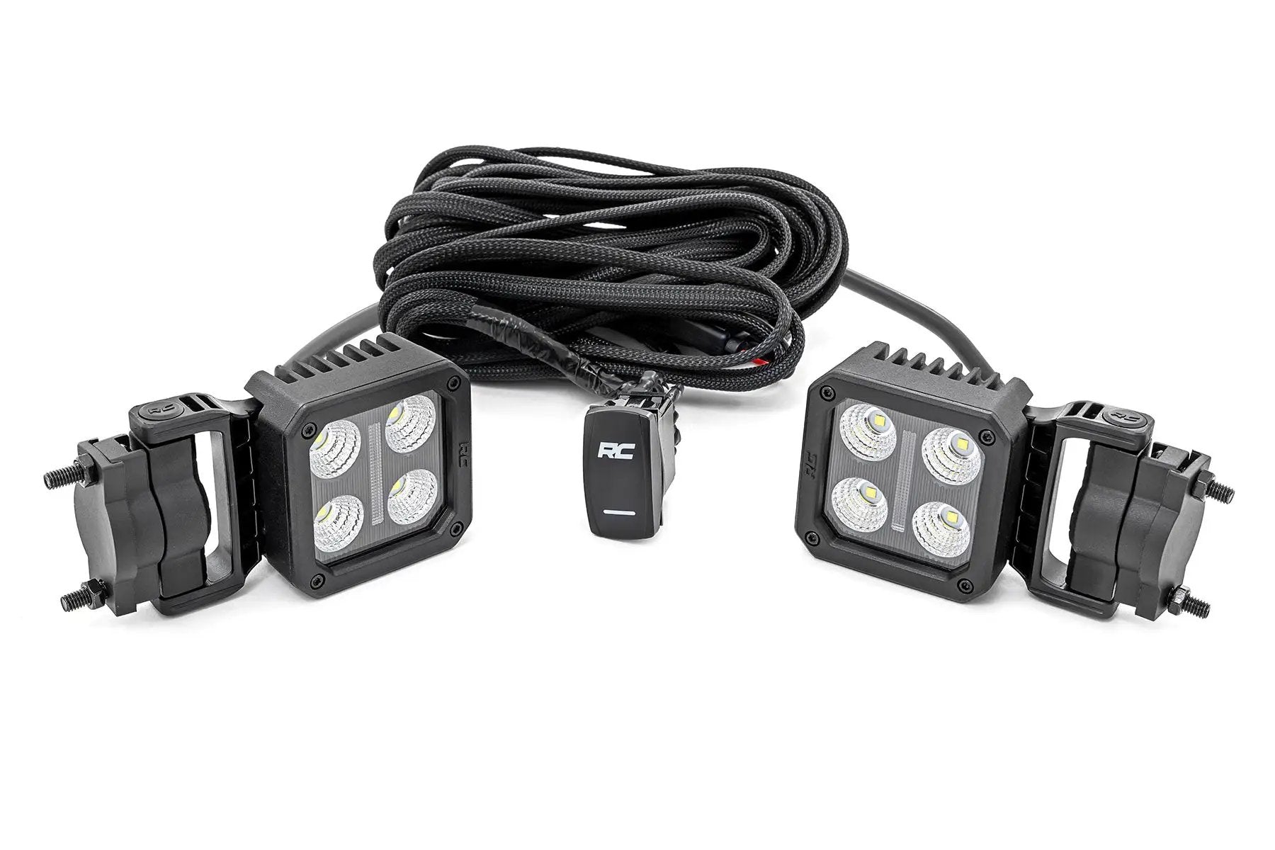 Black Series LED Light Pair | 2 Inch | Flood | Swivel Mount by Rough Country