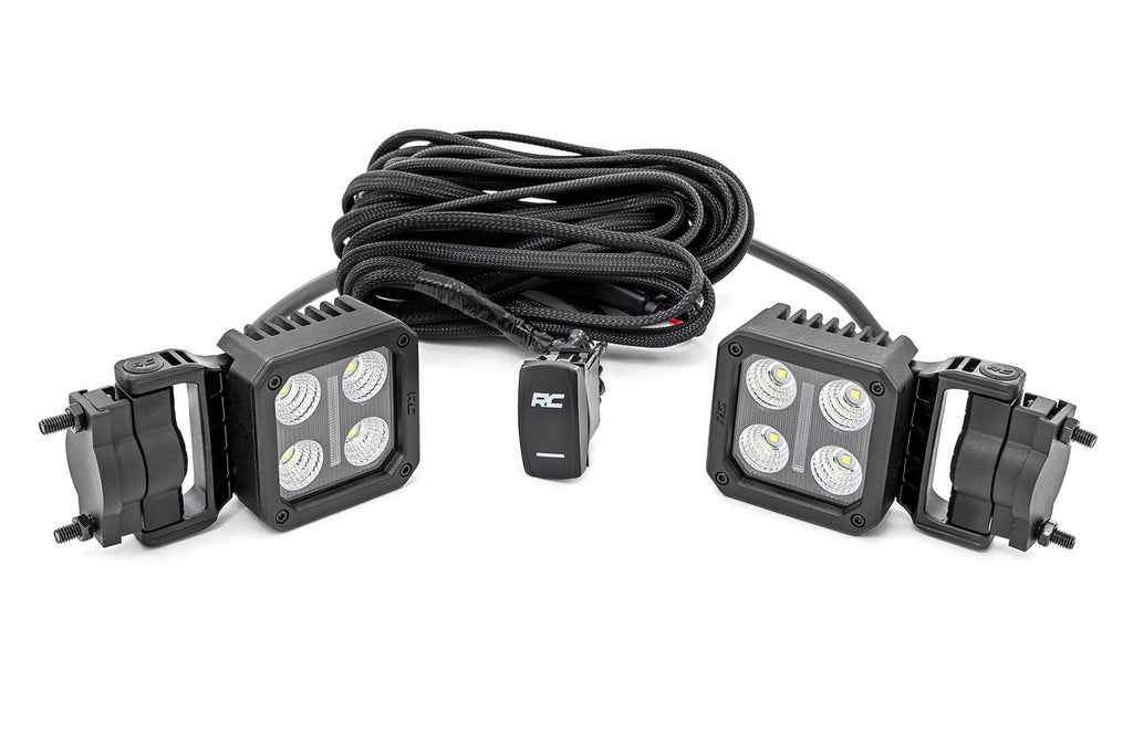 Black Series LED Light Pair | 2 Inch | Flood | Swivel Mount by Rough Country