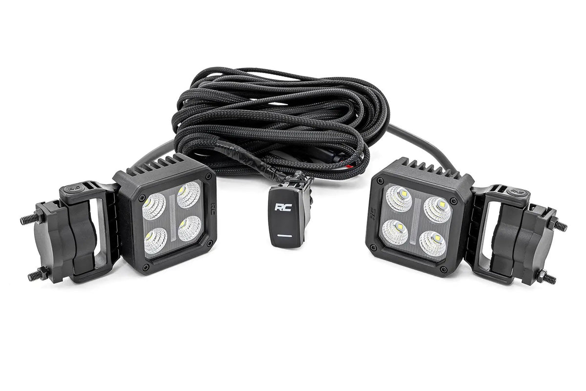 Black Series LED Light Pair | 2 Inch | Flood | Swivel Mount by Rough Country