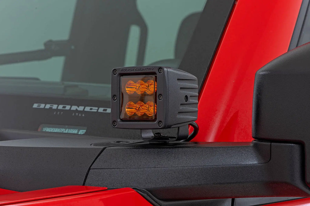 2 Inch LED Light Pods | Spot Beam | Amber Lens | Square by Rough Country