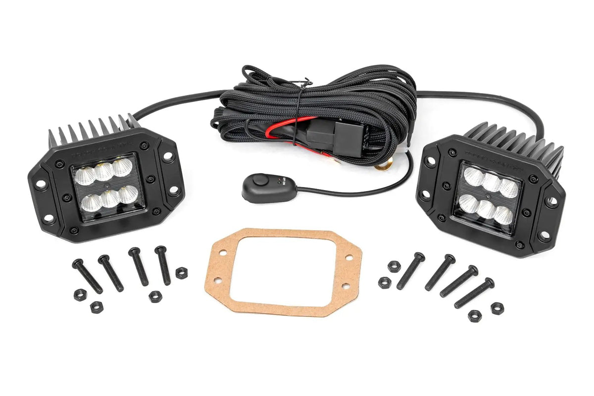 2 Inch Black Series LED Light Pods | Pair | Flood | Flush Mount by Rough Country