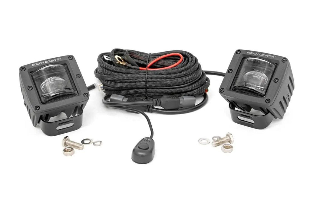2 Inch Black Series LED Light Pods | SAE Fog | Pair by Rough Country