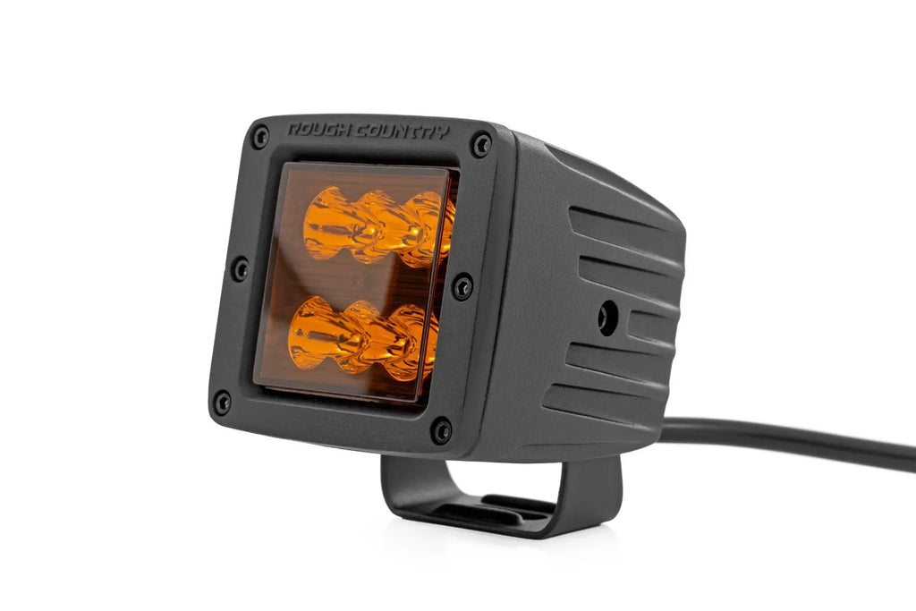 2 Inch LED Light Pods | Spot Beam | Amber Lens | Square by Rough Country