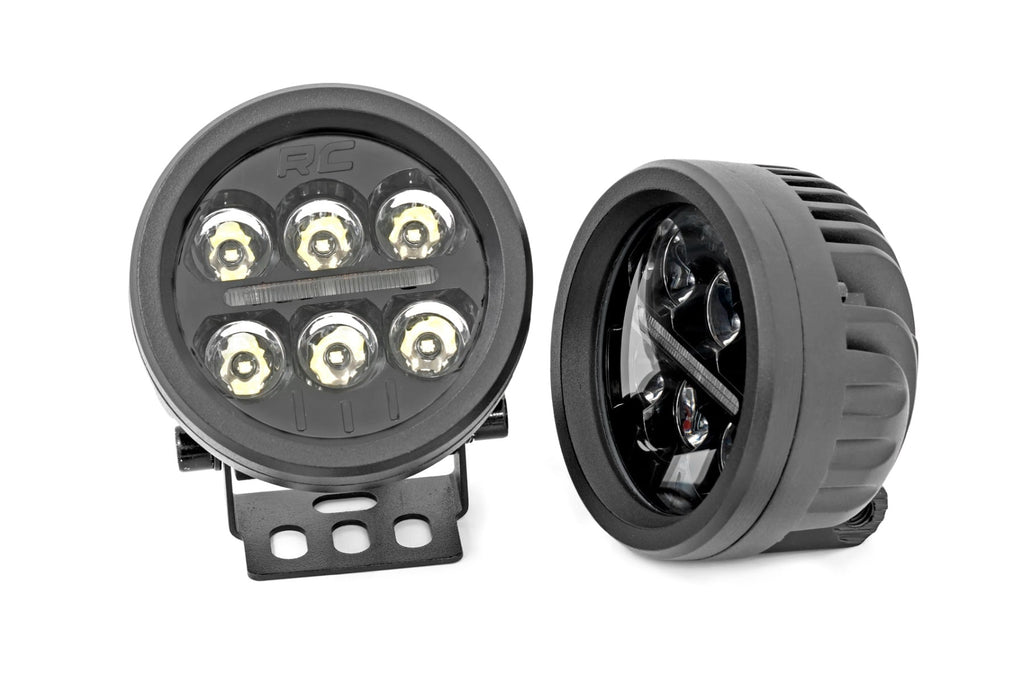 Black Series Round LED Light Pair | 3.5 Inch | Amber DRL by Rough Country