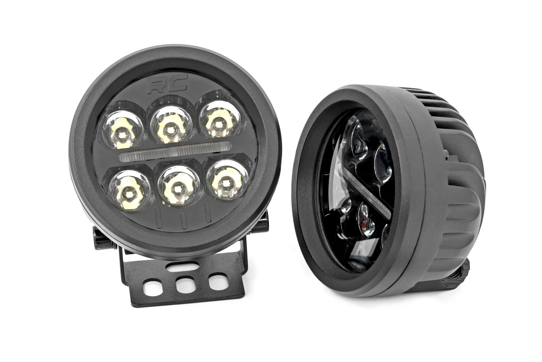 Black Series Round LED Light Pair | 3.5 Inch | Amber DRL by Rough Country