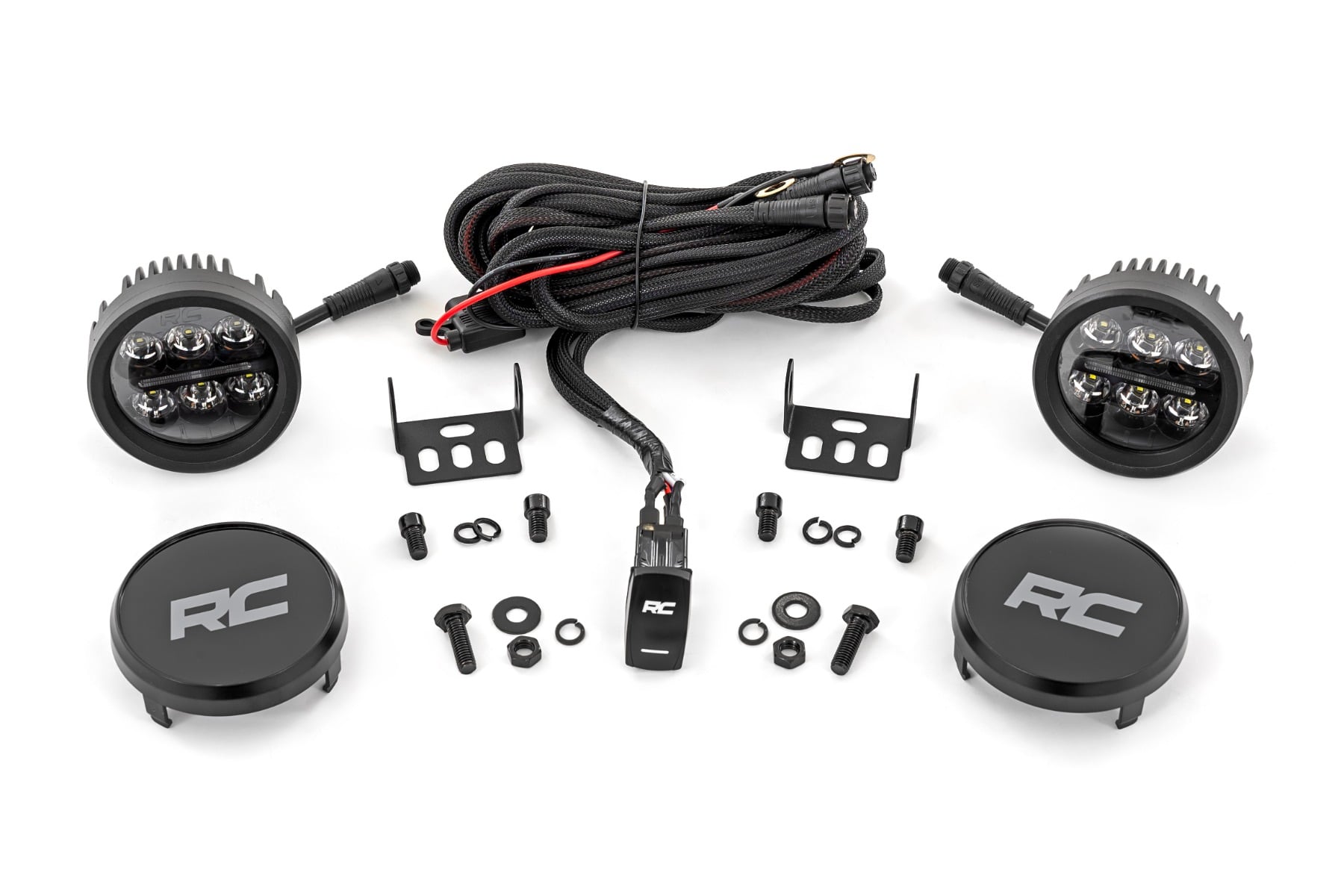 Black Series Round LED Light Pair | 3.5 Inch | Amber DRL by Rough Country