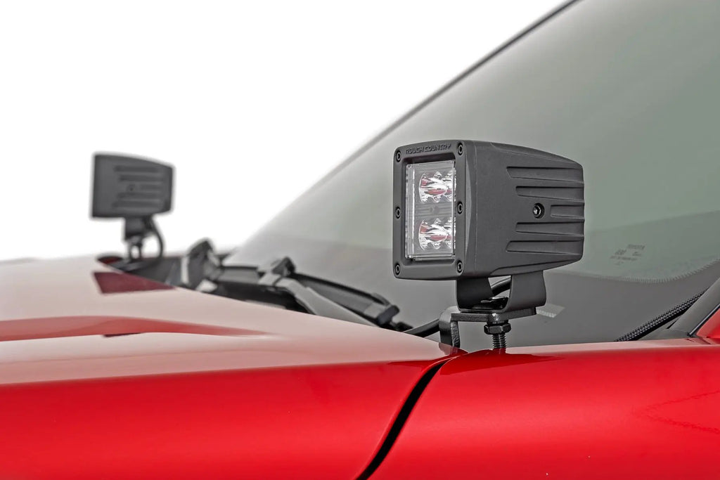 LED Light Kit | Ditch Mount | 2" Black Pair | Flood | Toyota Tacoma (24-26) by Rough Country
