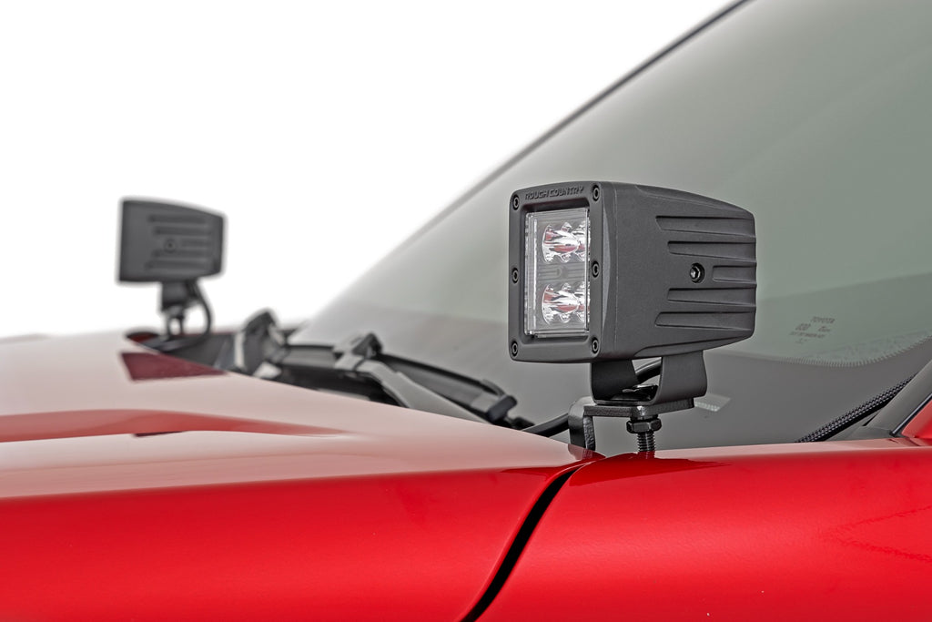 LED Light Kit | Ditch Mount | 2" Black Pair | Flood | Toyota Tacoma (24-26) by Rough Country