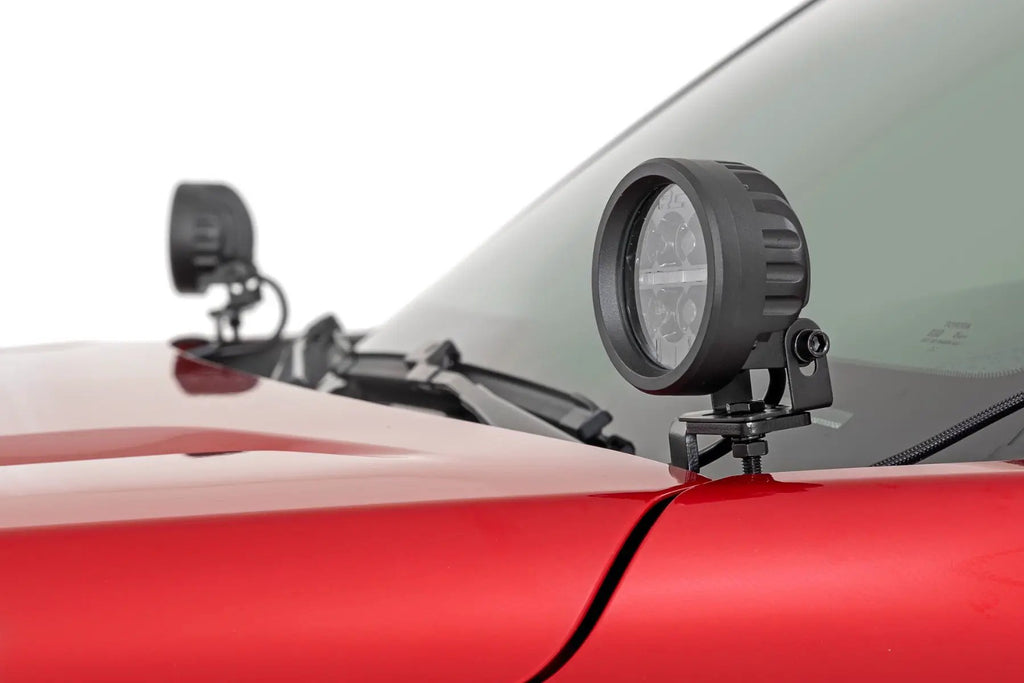 LED Light Kit | Ditch Mount | Black Series Round | 3.5 Inch | Amber DRL | Toyota Tacoma (24-26) by Rough Country