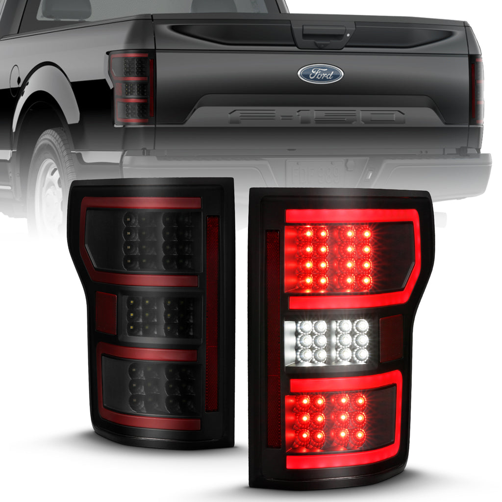 LED Tail Lights LED TAILLIGHT BLACK (RED LIGHT BAR) (W/ SEQUENTIAL) Pair by ANZO USA