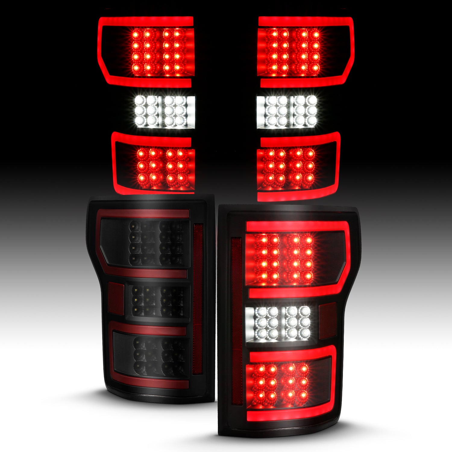 LED Tail Lights LED TAILLIGHT BLACK (RED LIGHT BAR) (W/ SEQUENTIAL) Pair by ANZO USA