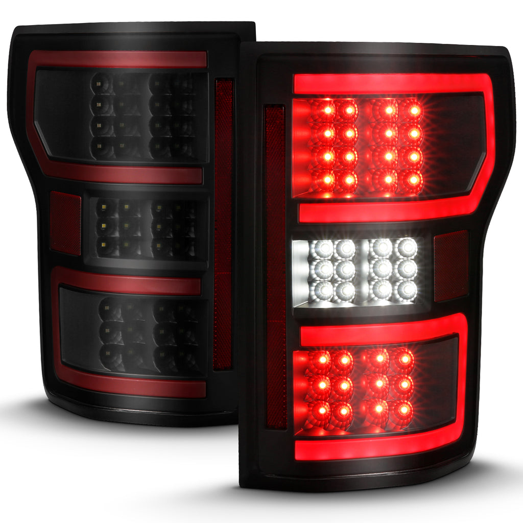 LED Tail Lights LED TAILLIGHT BLACK (RED LIGHT BAR) (W/ SEQUENTIAL) Pair by ANZO USA