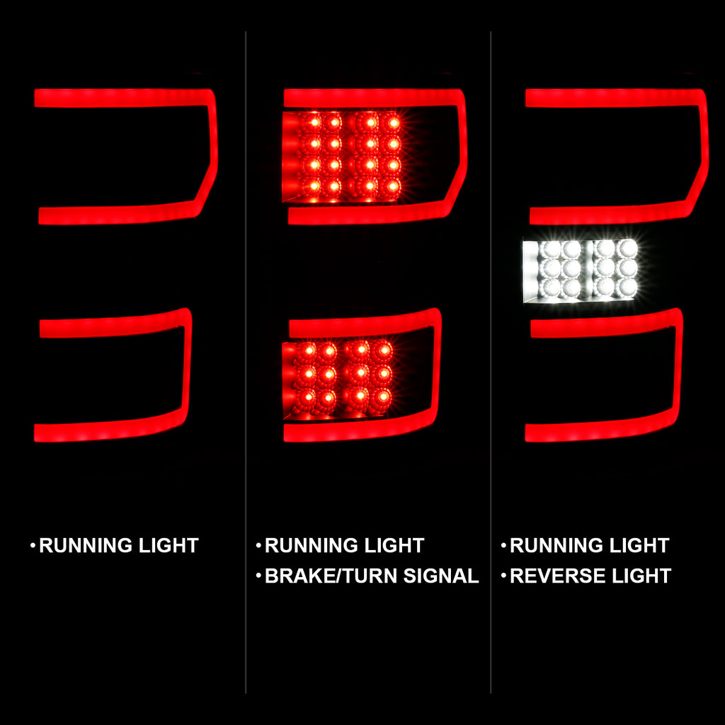 LED Tail Lights LED TAILLIGHT BLACK (RED LIGHT BAR) (W/ SEQUENTIAL) Pair by ANZO USA